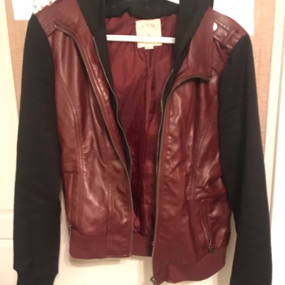 La Hearts Jackets & Blazers - LA Heart burgundy leather jacket